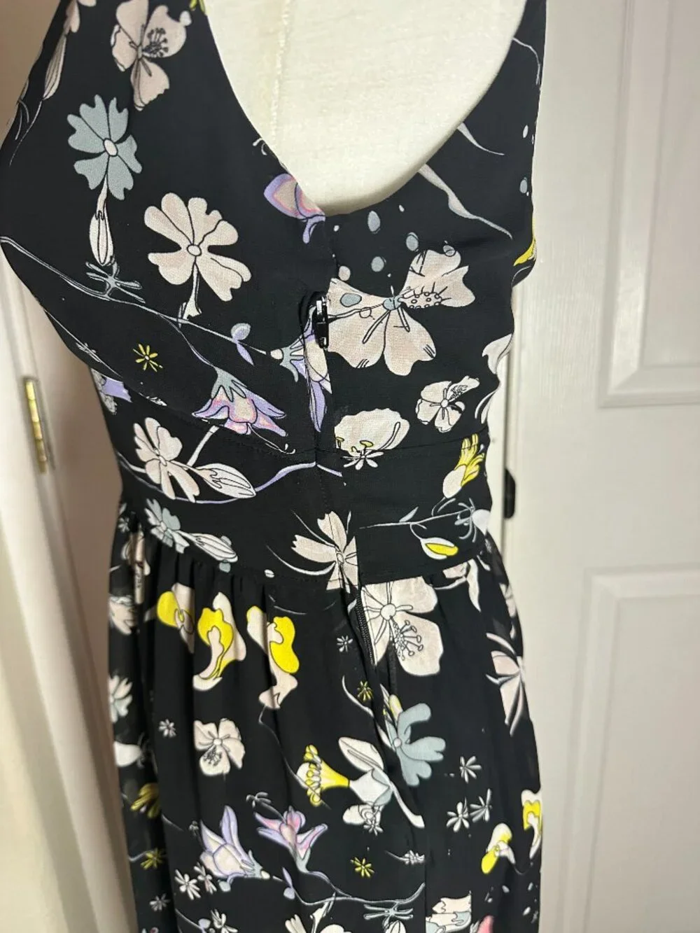 H&M Conscious Botanical Print Black Maxi Dress – Size 8